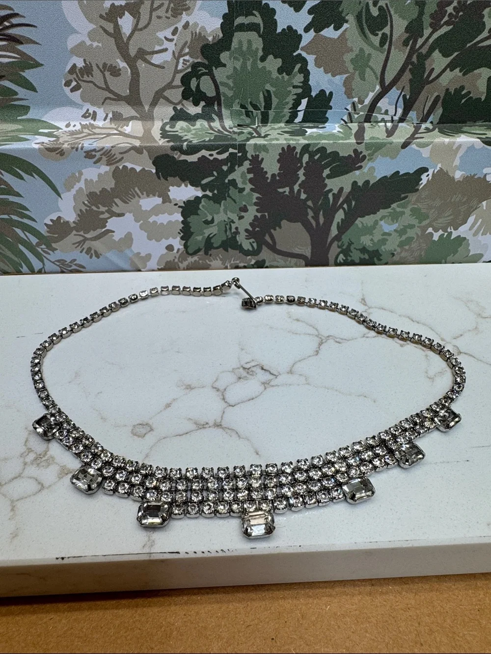 Vintage  2 Silver-toned Crystal Statement Necklaces - Elegant Bride Jewelry